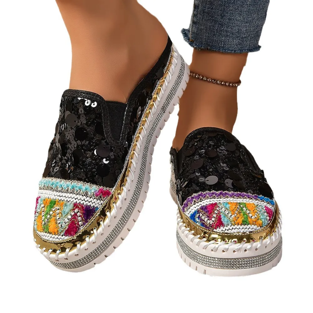 Sequin Round Toe Platform Loafers, image 12