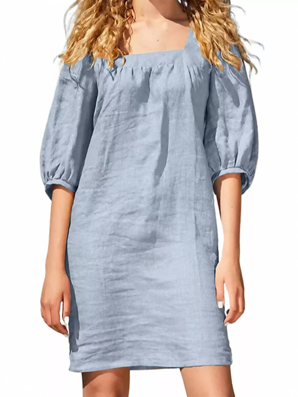 Square Neck Puff Sleeve Mini Dress, image 35