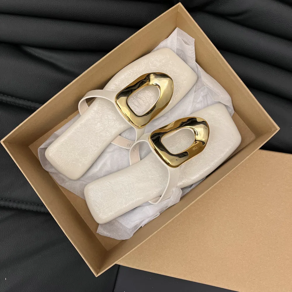 Square Toe Post Metal Sandals