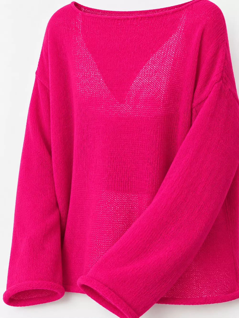 Full Size Sheer Lightweight Knit Top Plus Size, image 47
