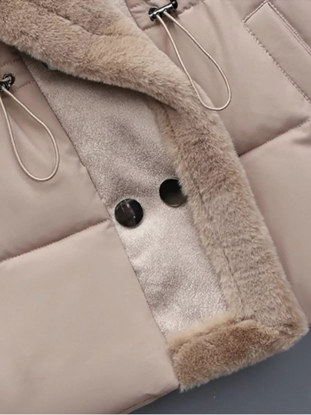 Faux Fur Trimmed Vest Coat with Drawstring Waist, image 9