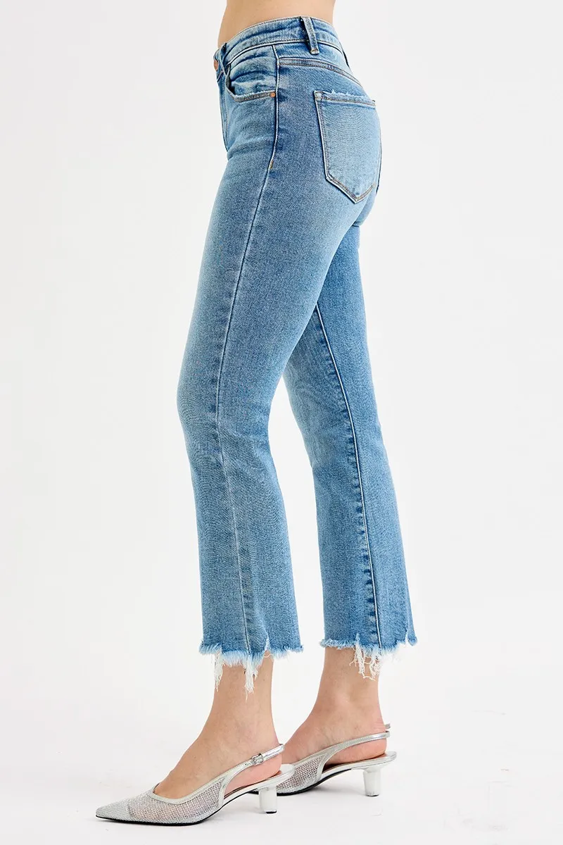 Full Size High Rise Crop Straight Slim Jeans Plus Size, image 3