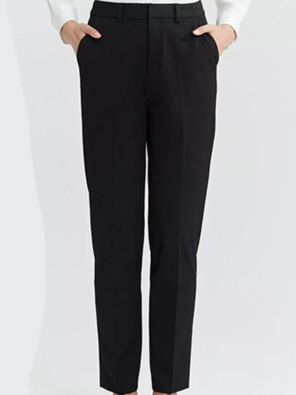 High-Waisted Straight Slim-Fit Pants