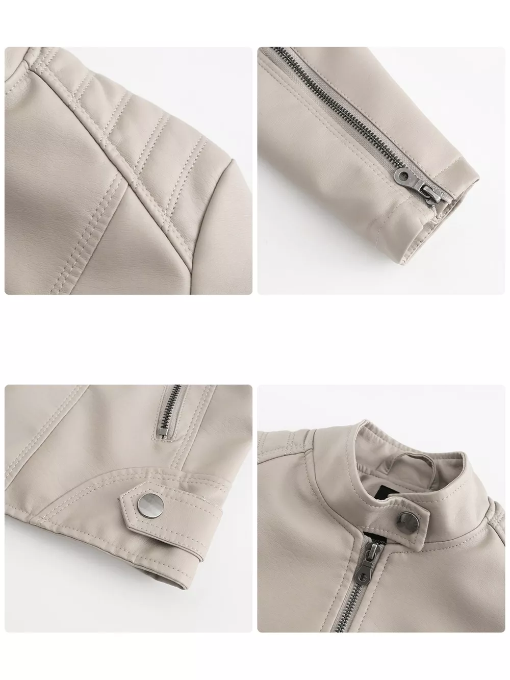 Full Size Slim Fit Faux Leather Moto Jacket Plus Size, image 37