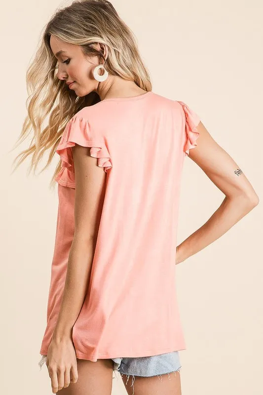 Jersey Knit Gathered Top with Ruffles, image 4