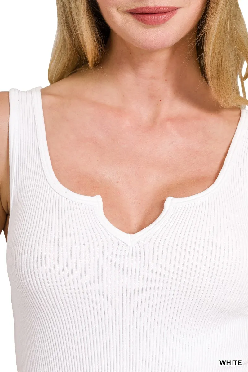 Seamless Split Neck Bra Tank Top, image 4