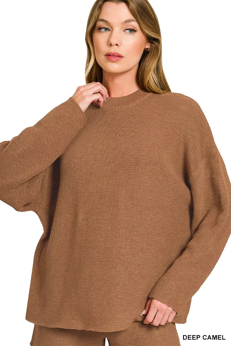 Round Neck Knit Top and Shorts Sweater Set, image 3