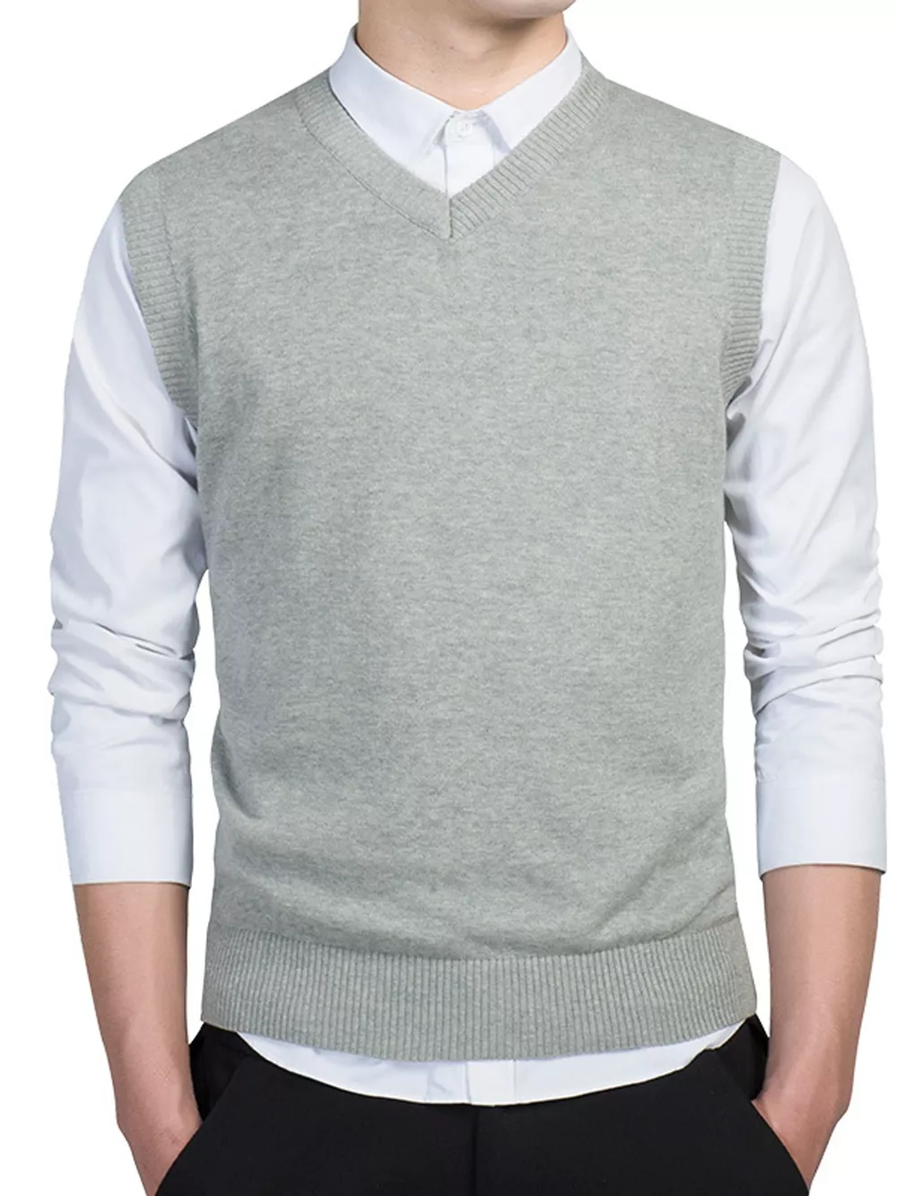 Men's Plus Size V-Neck Sweater Vest, image 6