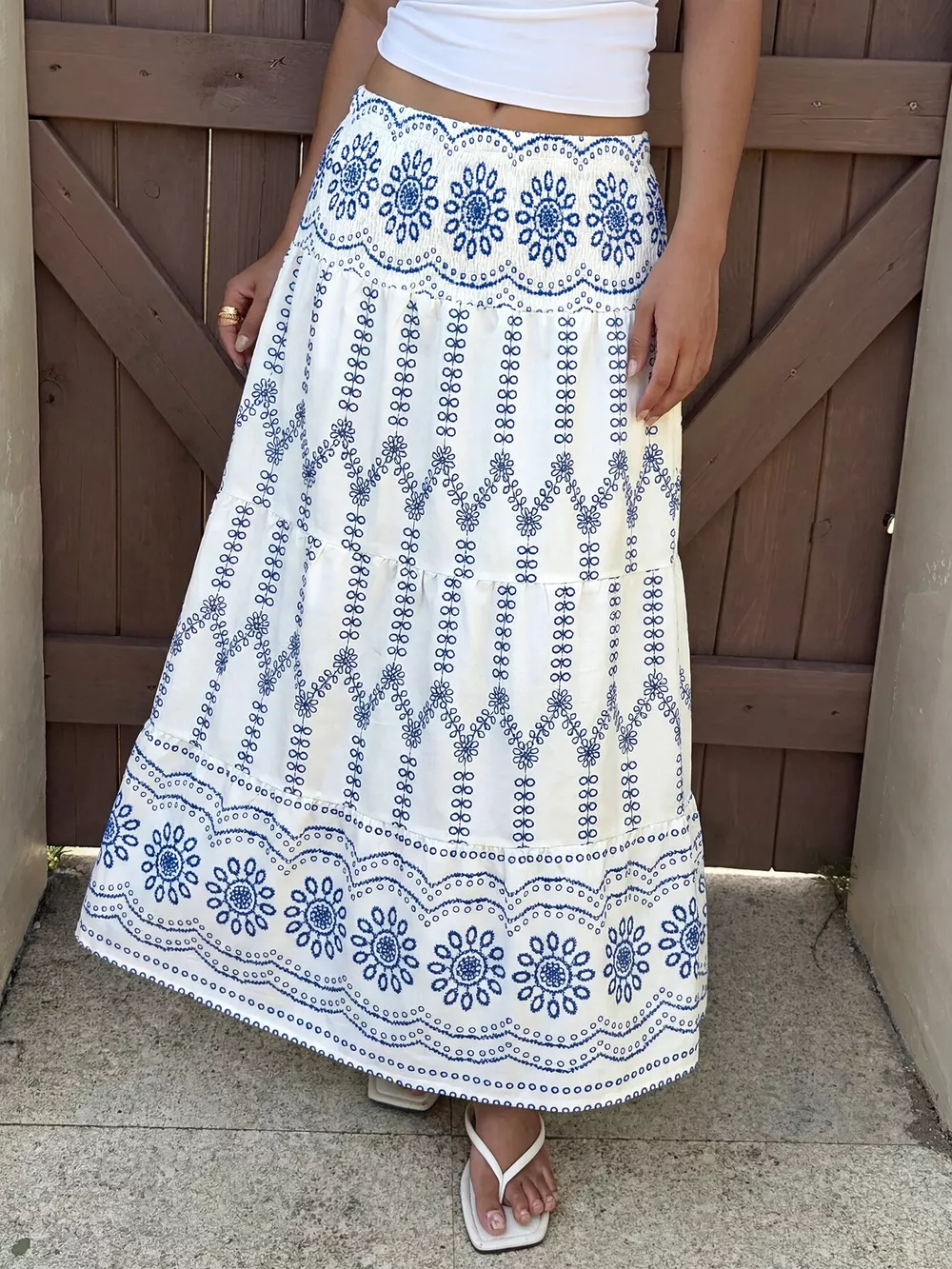 Printed Tiered Maxi Skirt, image 4