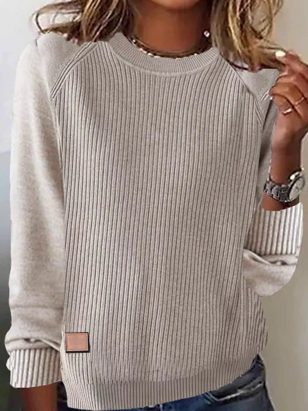 Full Size Ribbed Knit Raglan Sleeve Sweater Plus Size