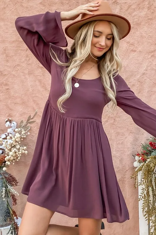 Back Lace Button Down Detail Bell Sleeve Dress, image 6