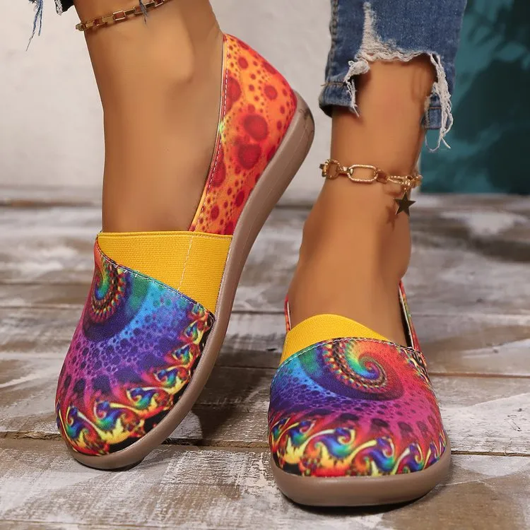 Bohemian Spiral Print Multicolor Slip-Ons, image 4
