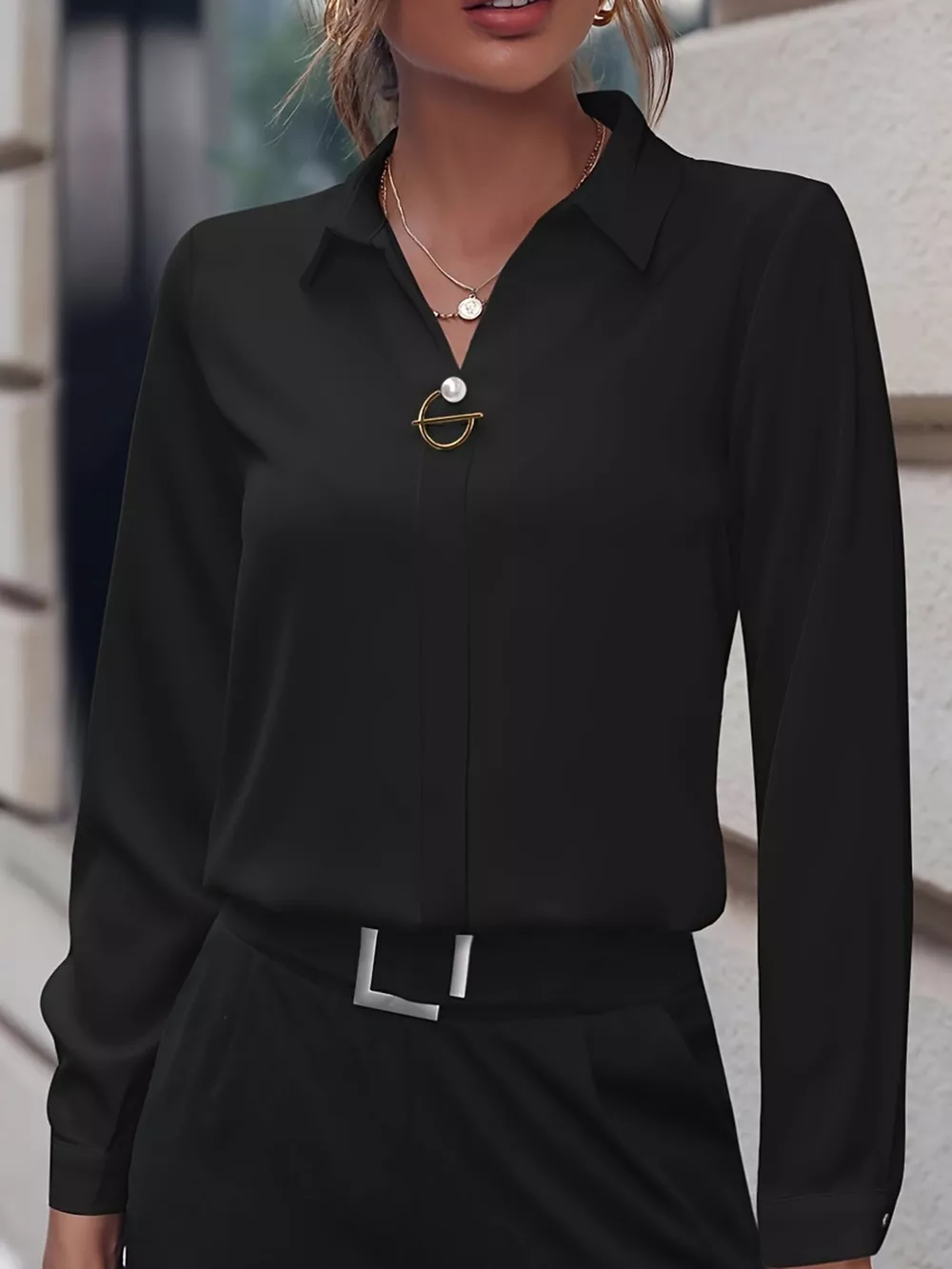 Long Sleeve Satin Blouse, image 7
