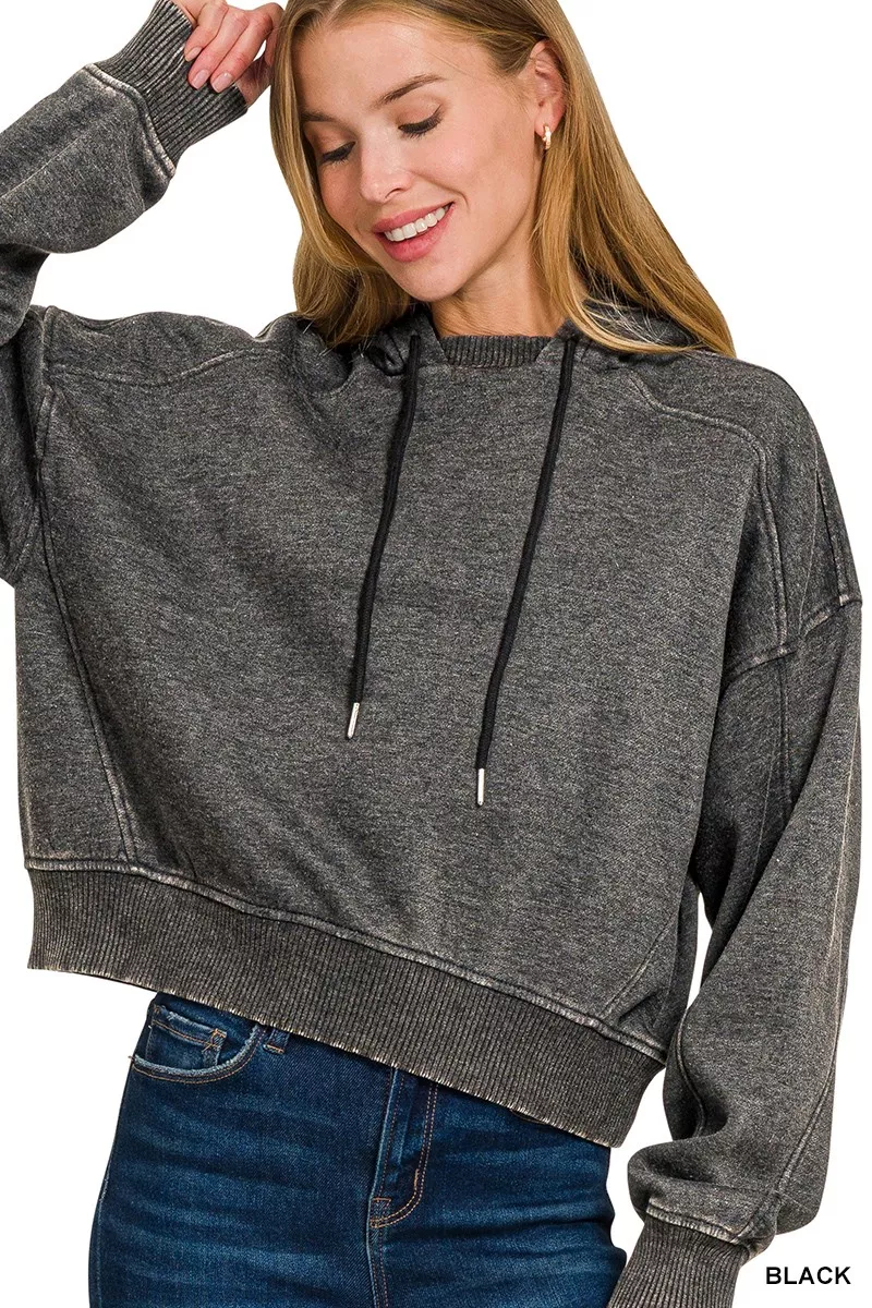 Acid Wash Fleece Hoodie, image 2