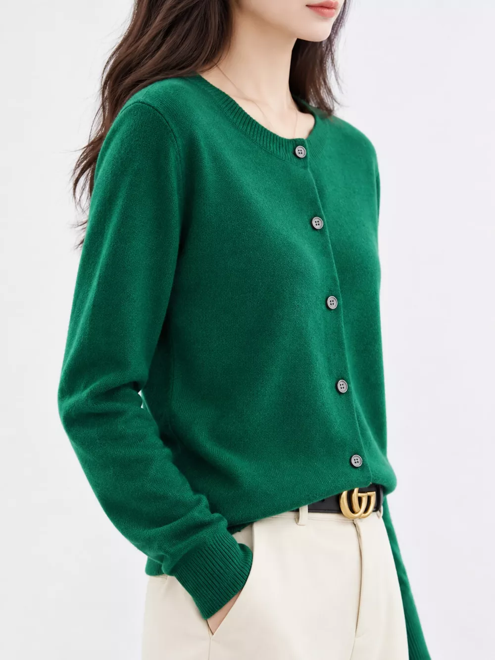 Crew-Neck Button-Down Cardigan, image 68