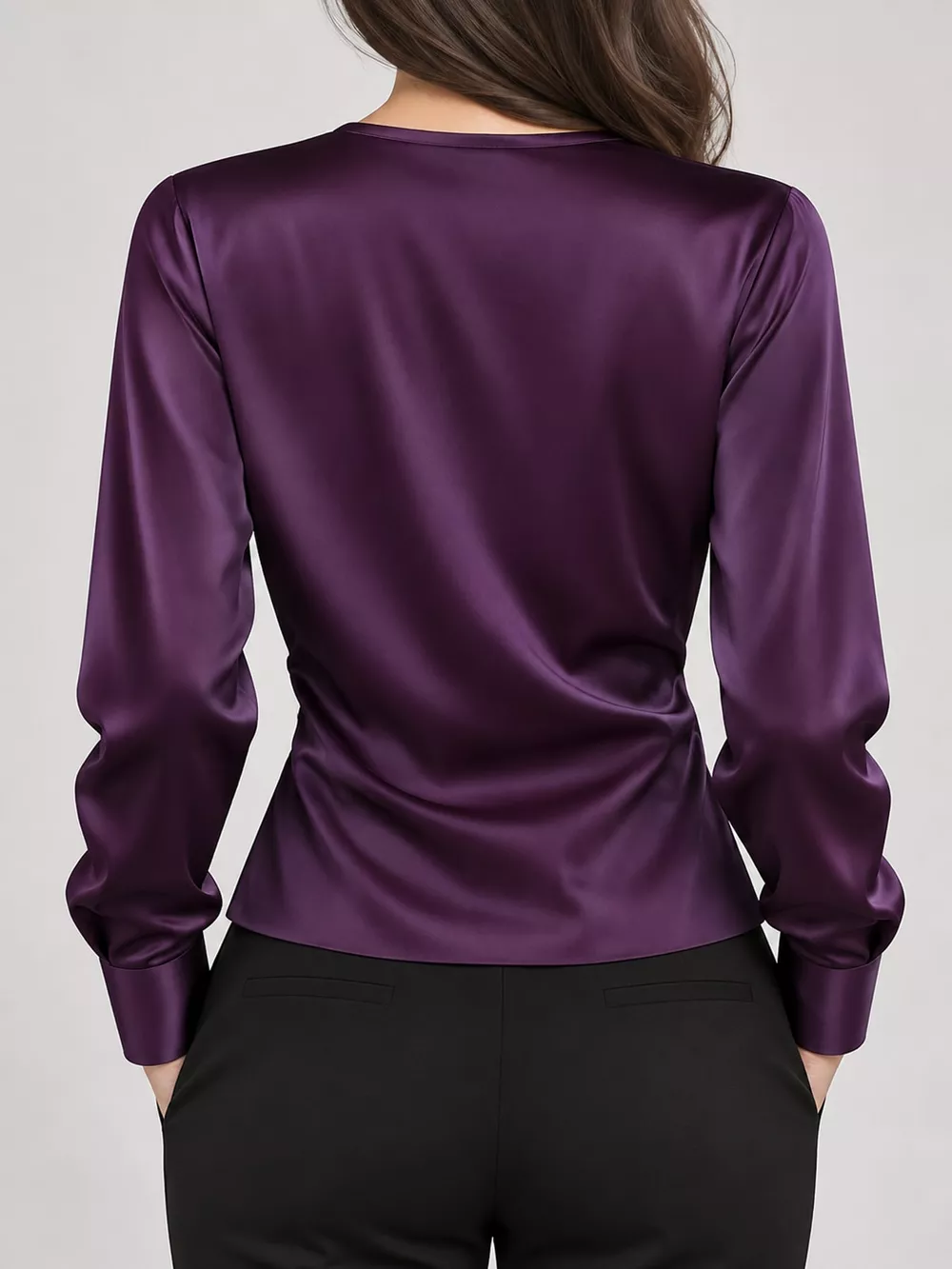 Satin Surplice Long Sleeve Blouse, image 32
