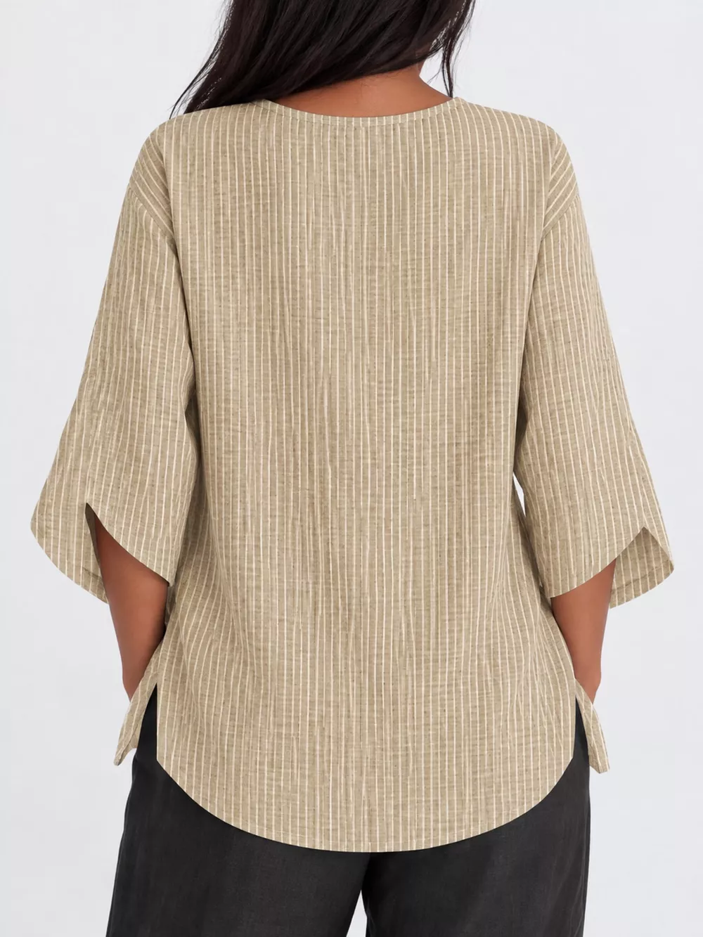 Full Size Casual Striped Loose-Fit Blouse Plus Size, image 6