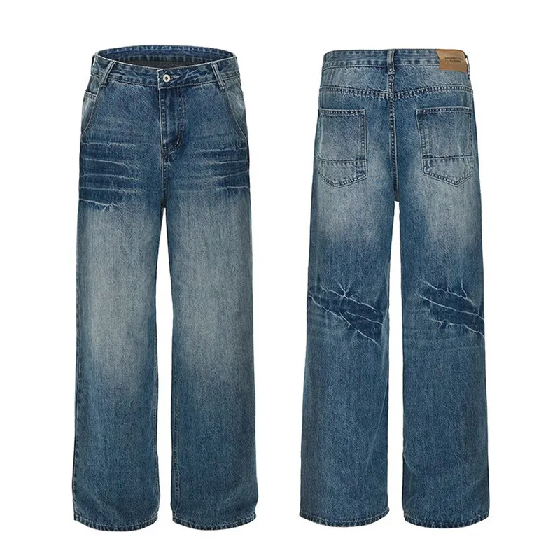 Men's Washed Wide Leg Jeans, image 6