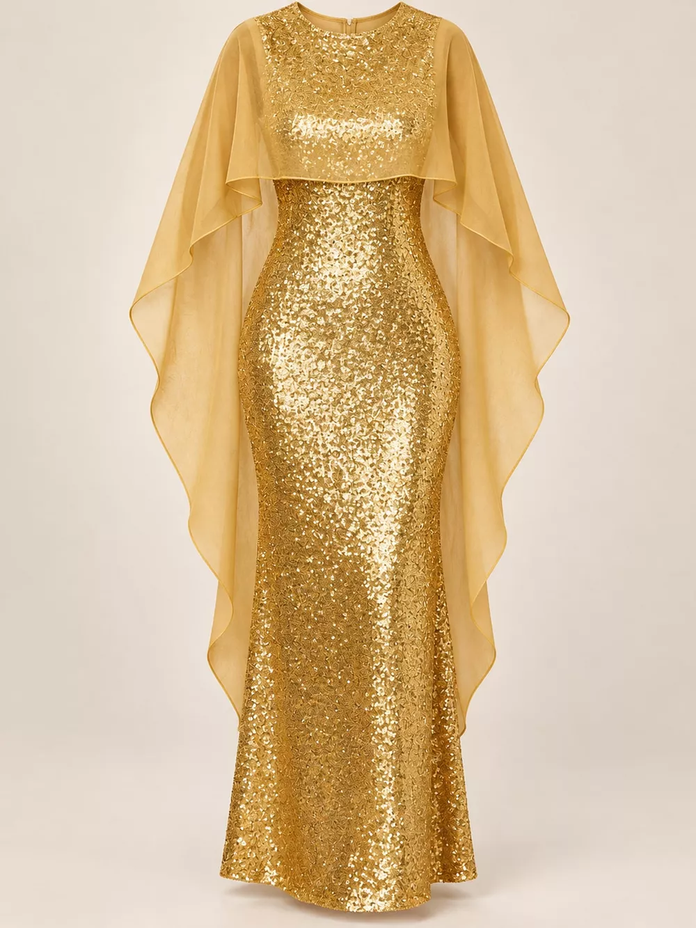 Sequin Cape Overlay Evening Dress, image 22