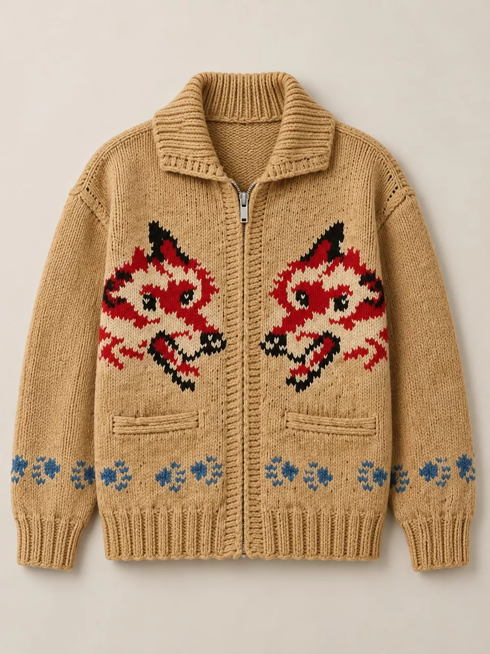 Men's Full Size Animal Chunky Knit Zip-Up Cardigan Plus Size, image 15