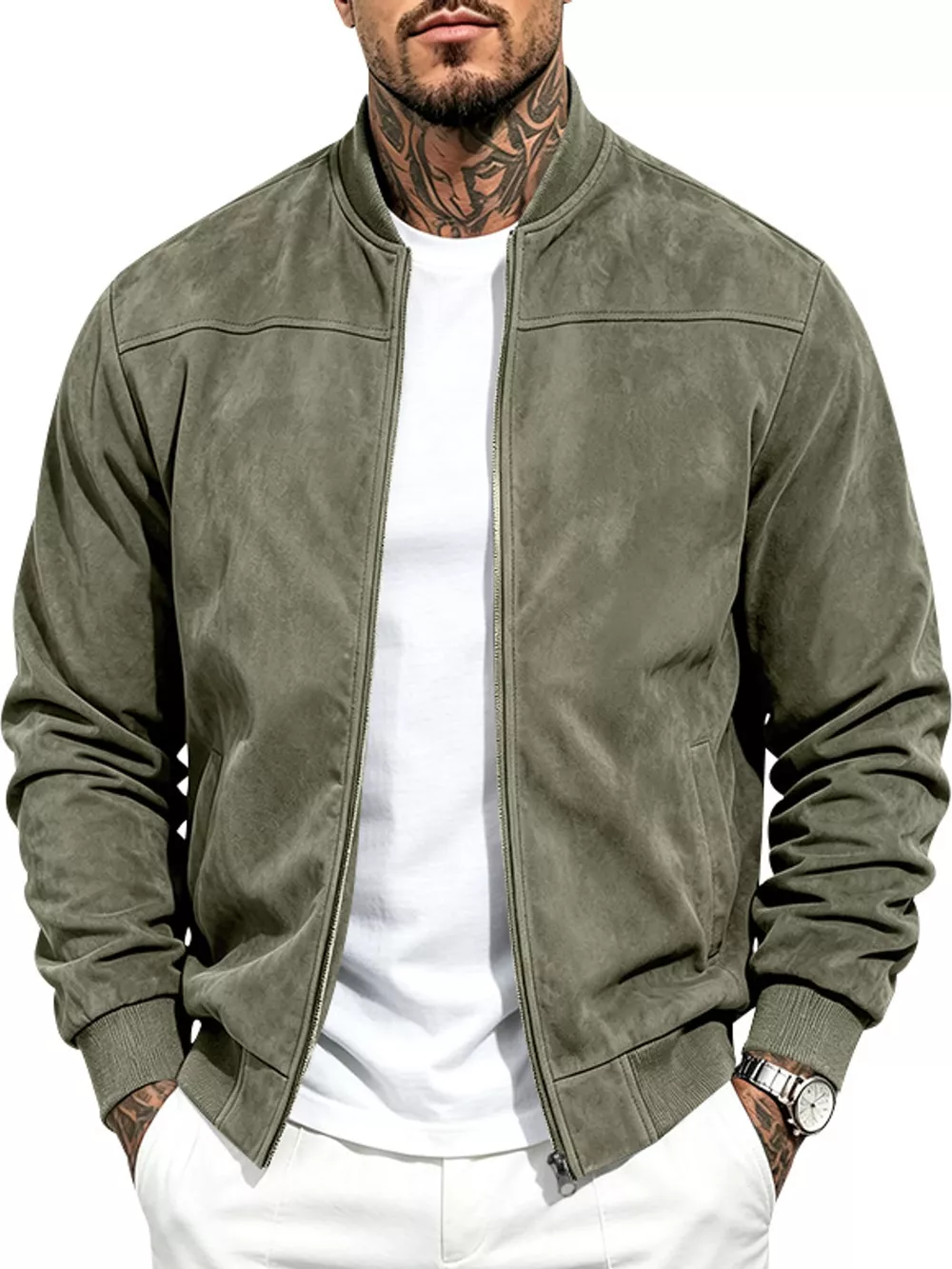 Men's Full Size Zip Up Long Sleeve Jacket Plus Size