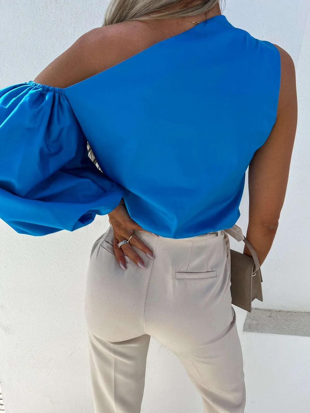 One Shoulder Puff Sleeve Blouse, image 10