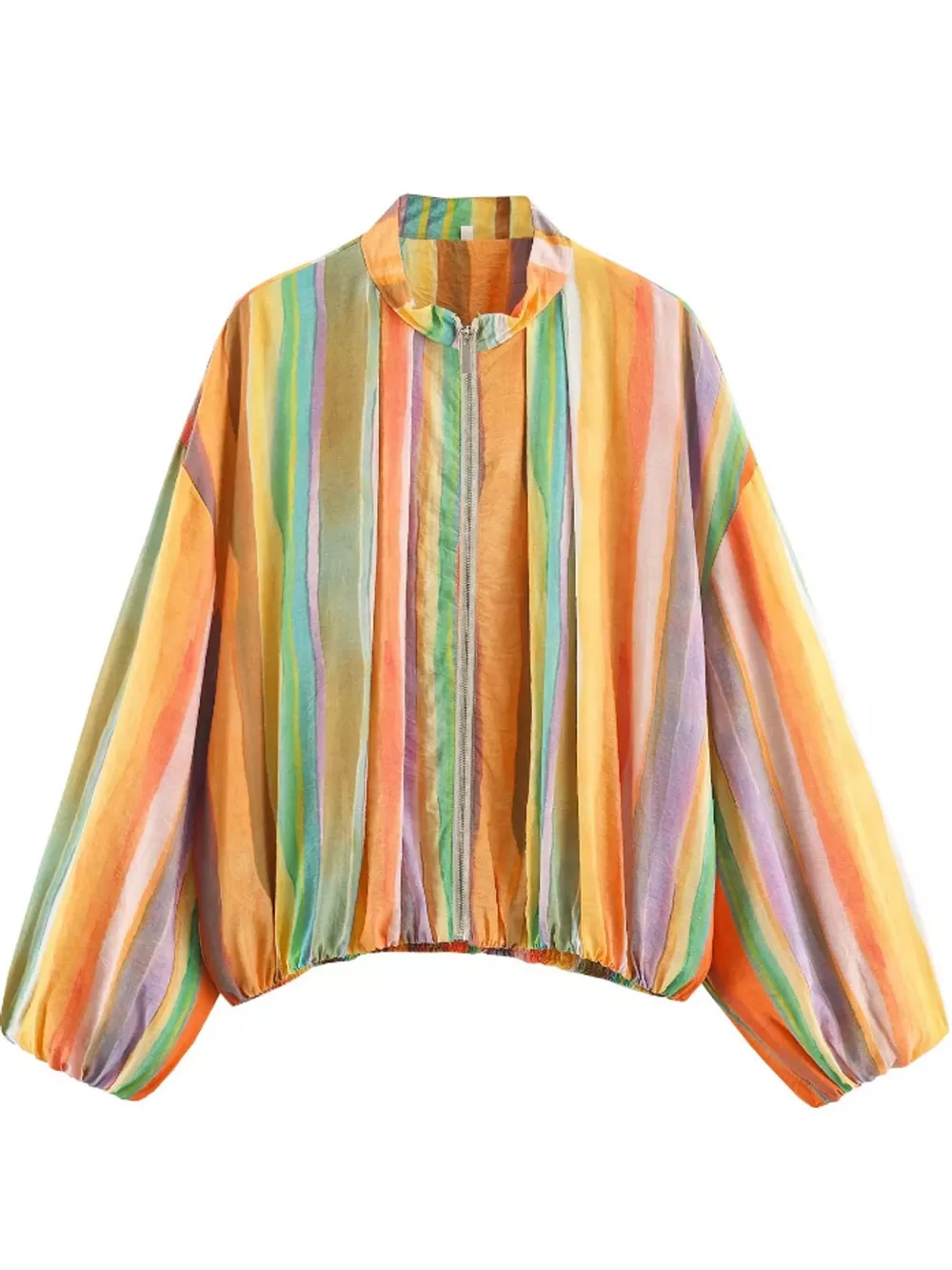 Vibrant Striped Lightweight Zip-Up Jacket, image 5