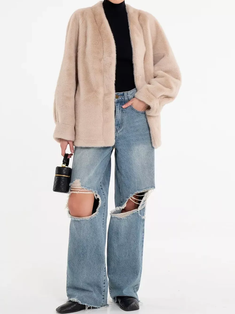 Faux Fur Open-Front Outerwear, image 7