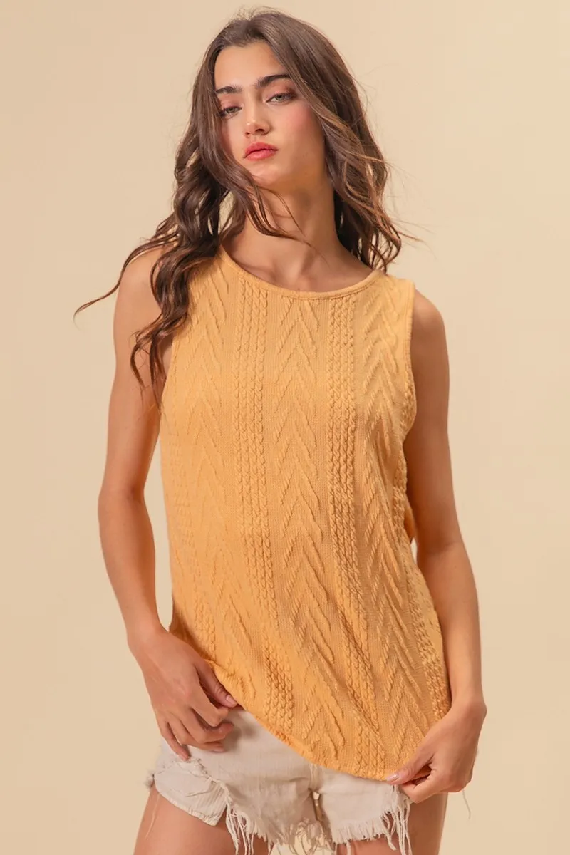 Textured Sweather Knit Twist Back Sleeveless Top, image 4