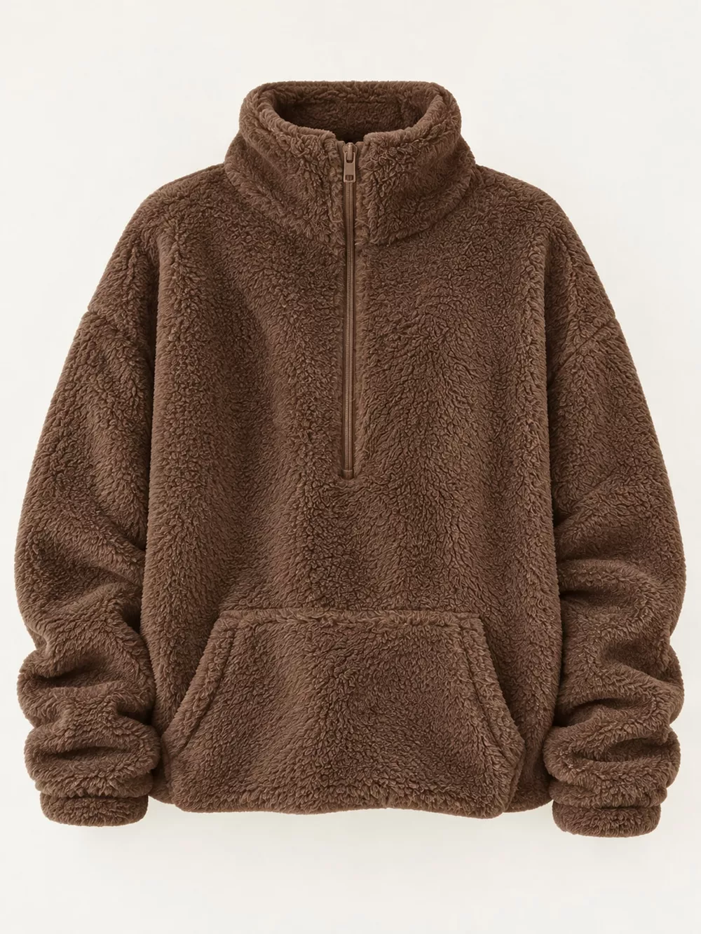 Full Size Sherpa Quarter-Zip Turtleneck Sweatshirt Plus Size, image 39