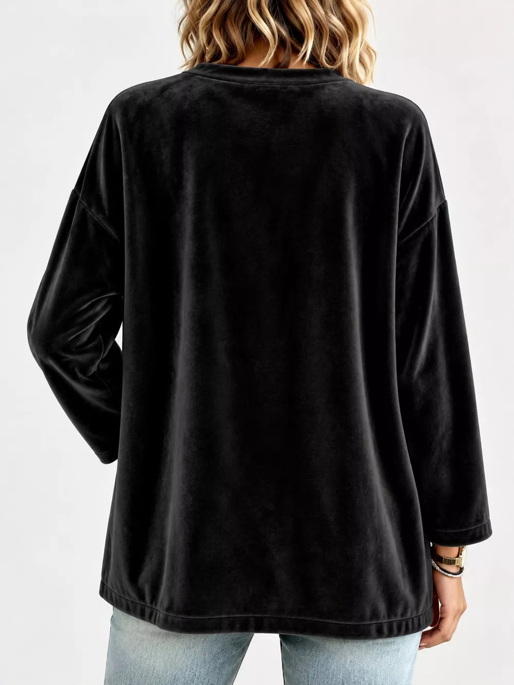 Full Size Velvet Open-Front Cardigan Plus Size, image 8