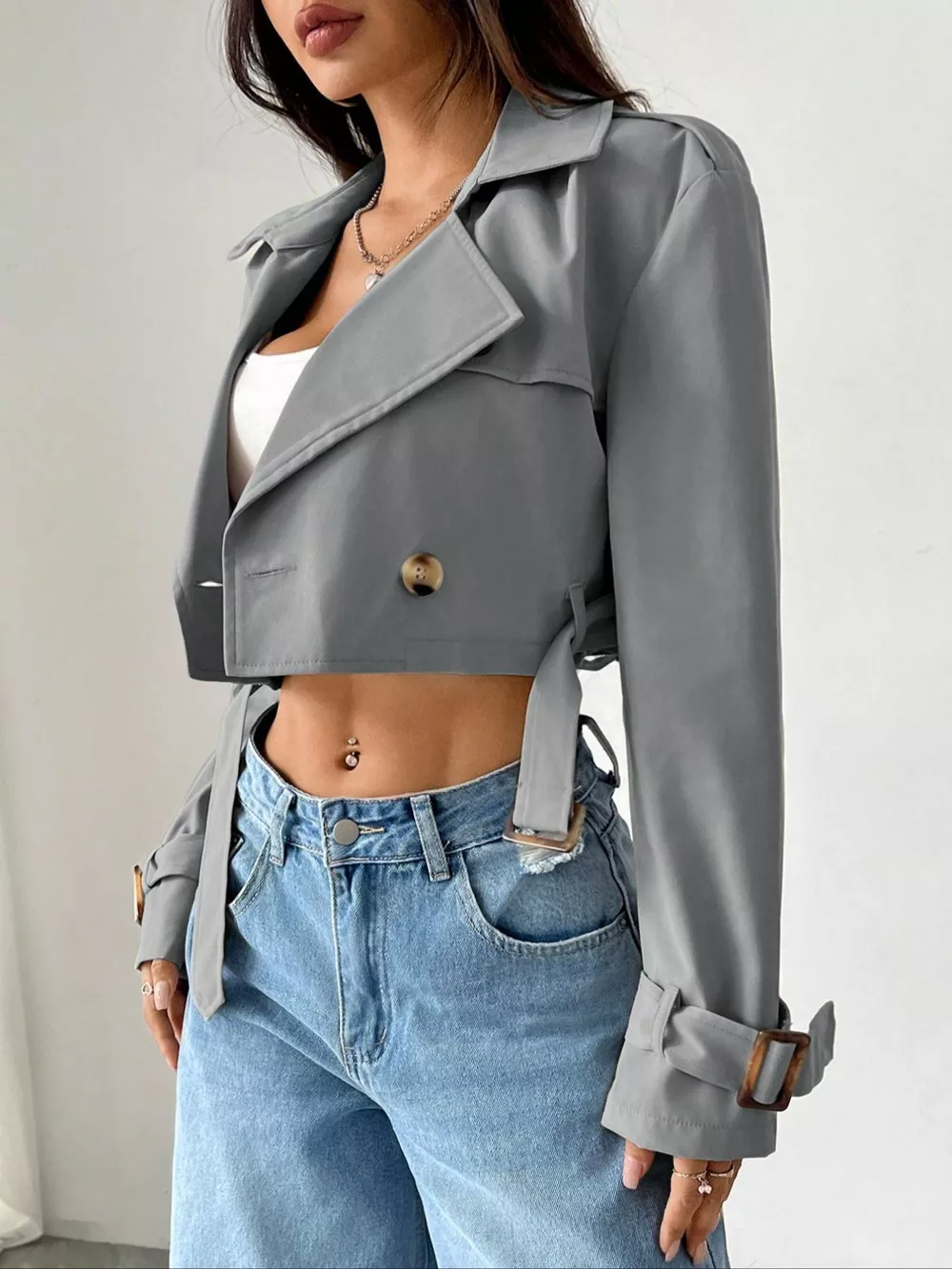 Double-Breasted Cropped Outerwear, image 12