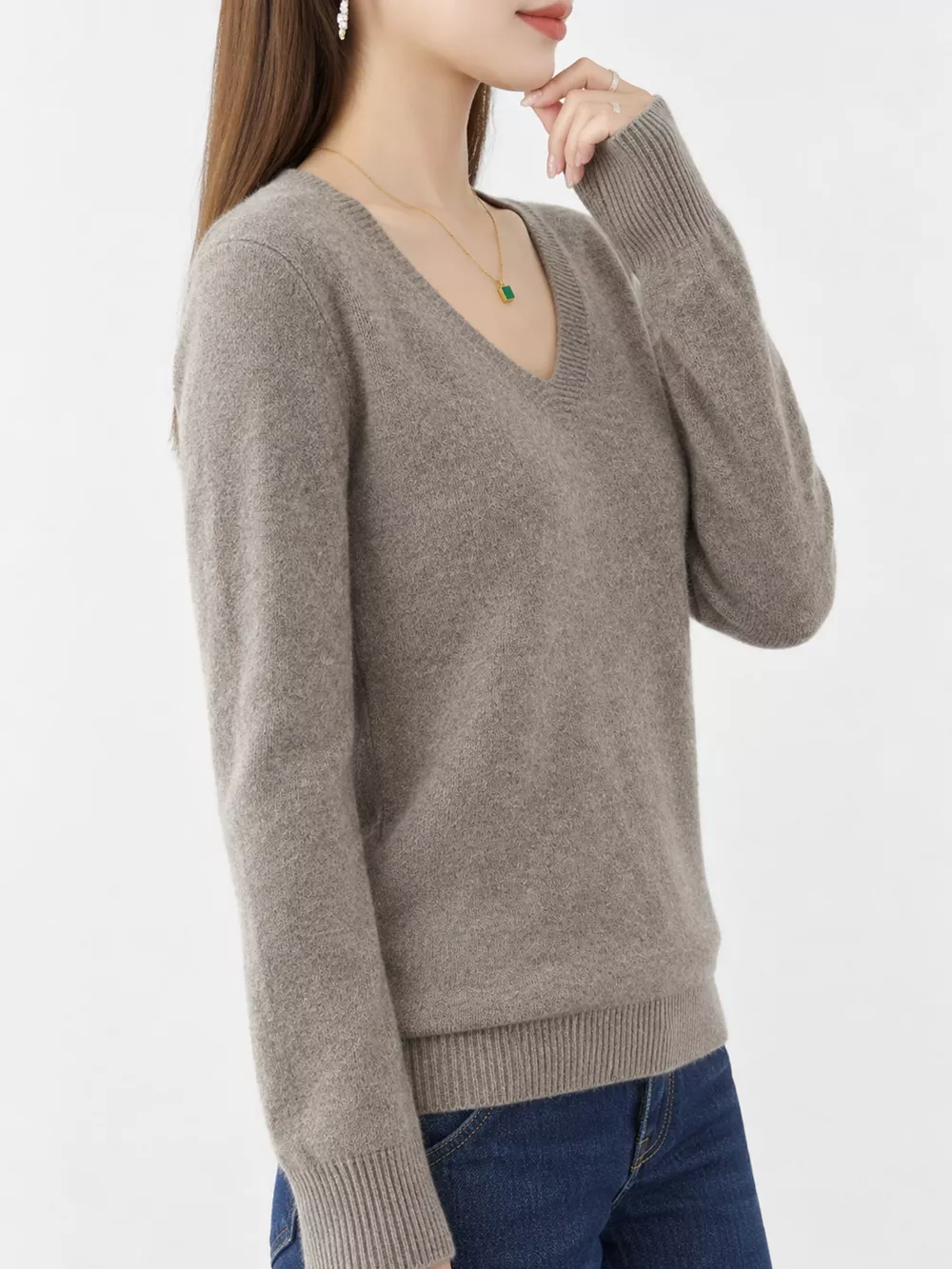 V-Neck Solid Color Sweater, image 42