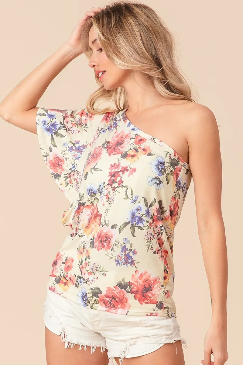 Floral Printed Jersey Knit Ruffle Sleeve Top, image 2