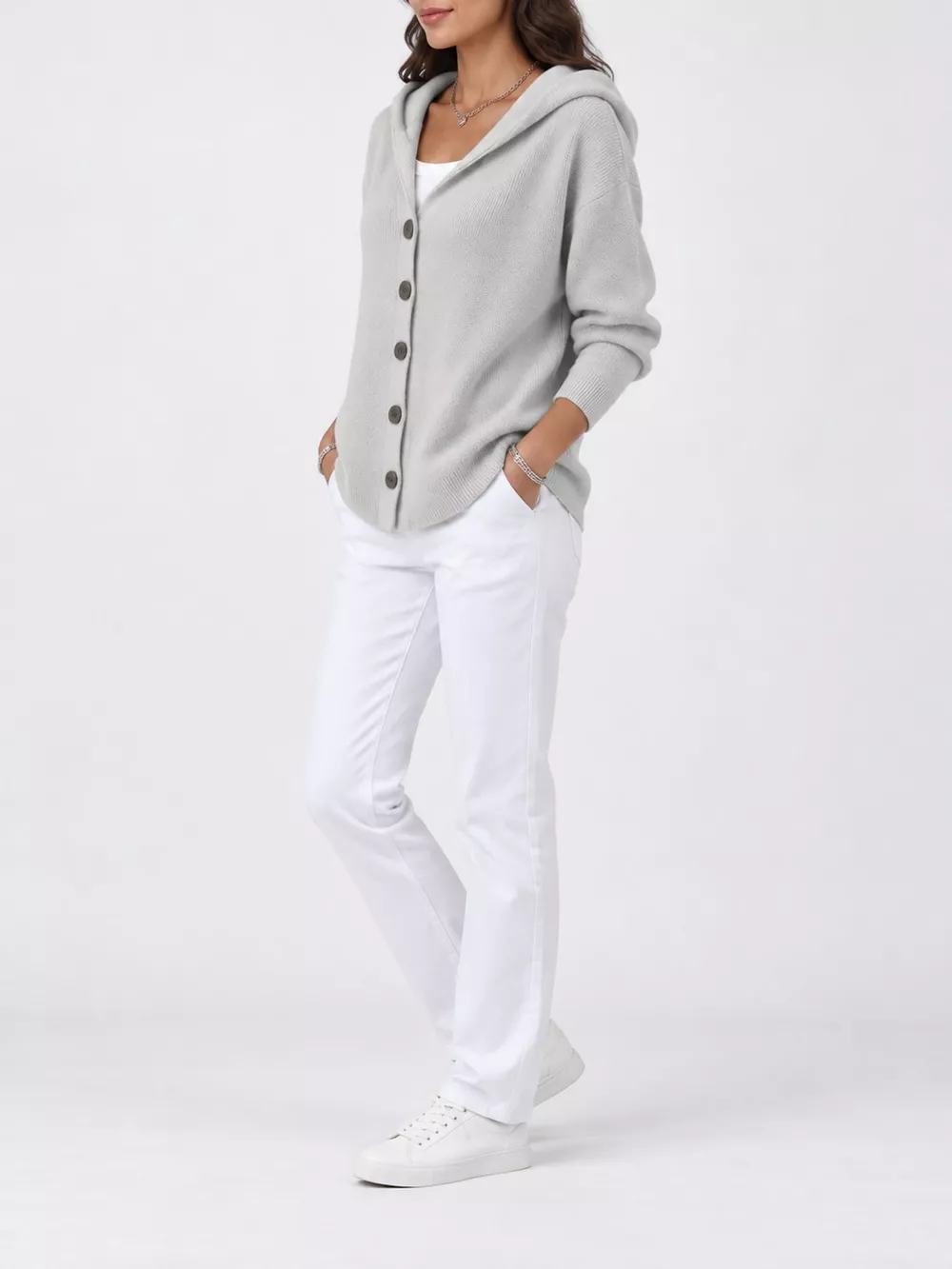 Full Size Hooded Button-Down Knit Cardigan Plus Size, image 48