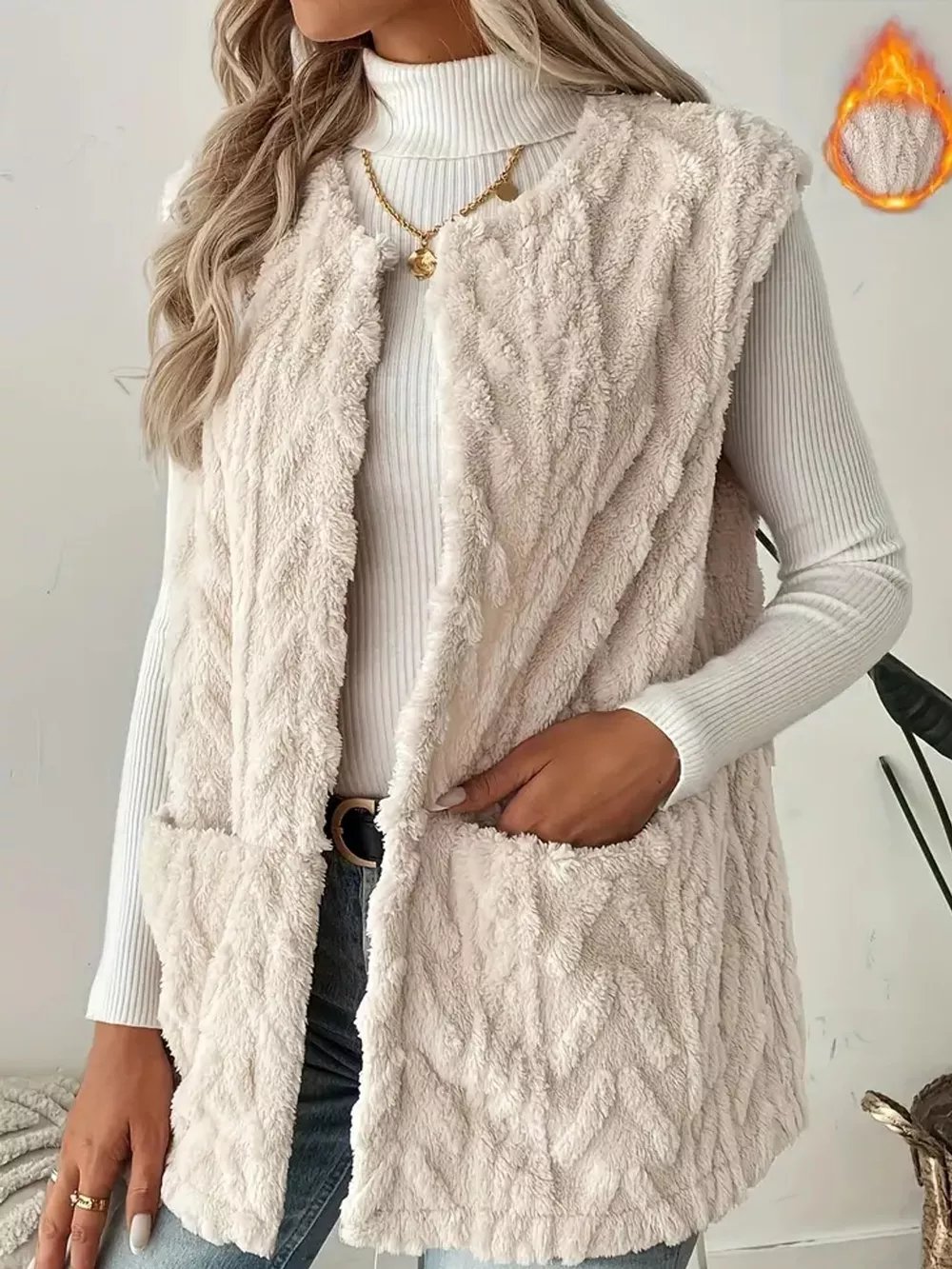 Sherpa Open Front Vest Coat, image 7