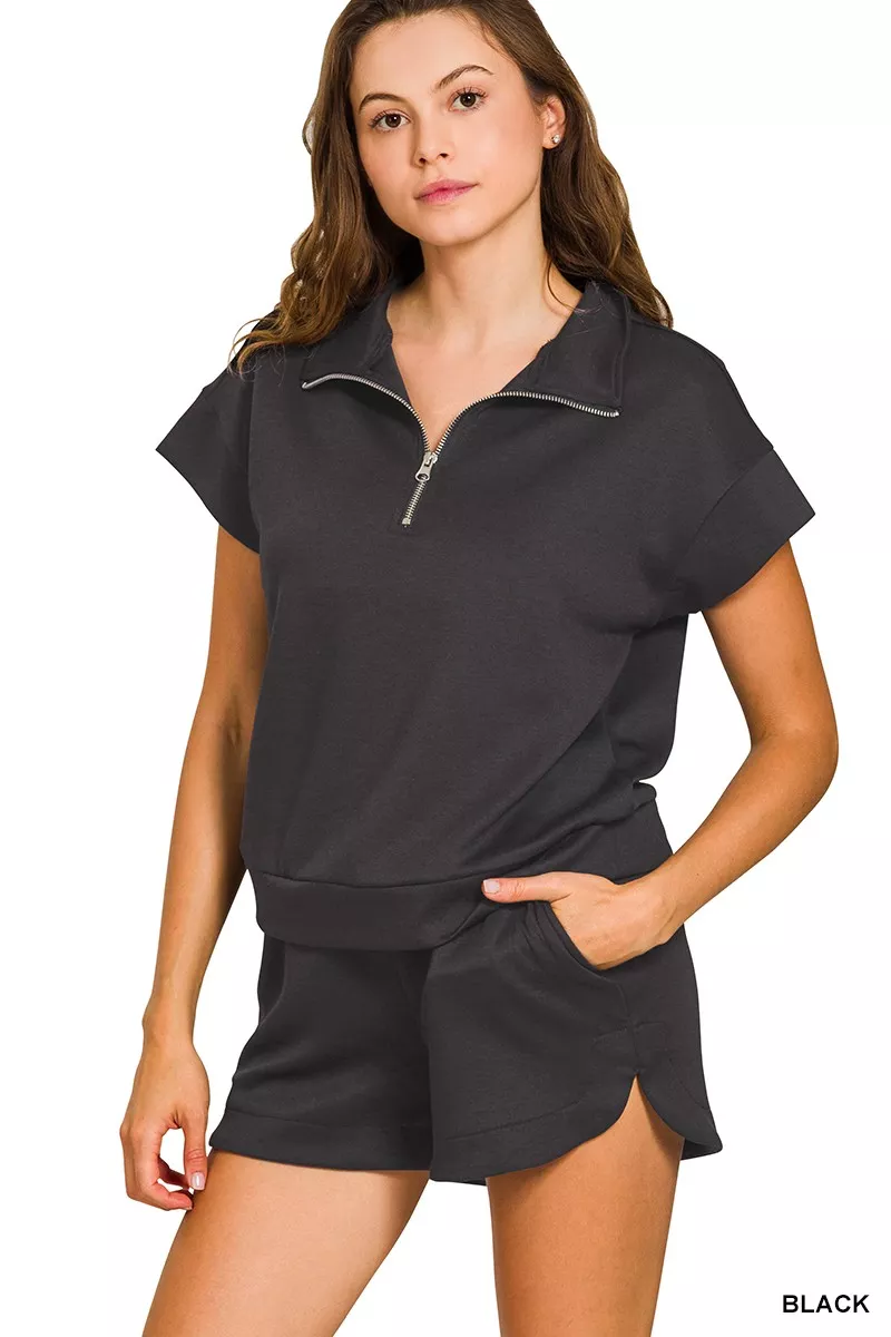 Scuba High Neck Half Zip Top and Dolphin Shorts Set, image 3