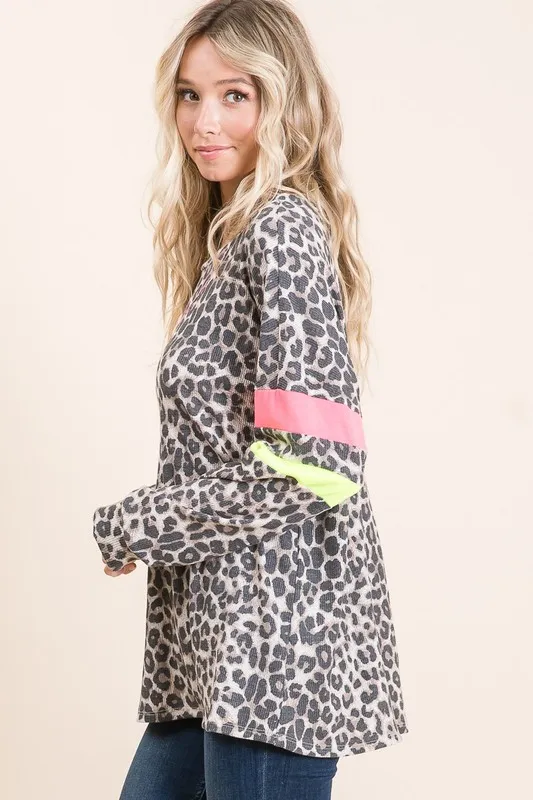Leopard Thermal Top with Contrast Color Block, image 4