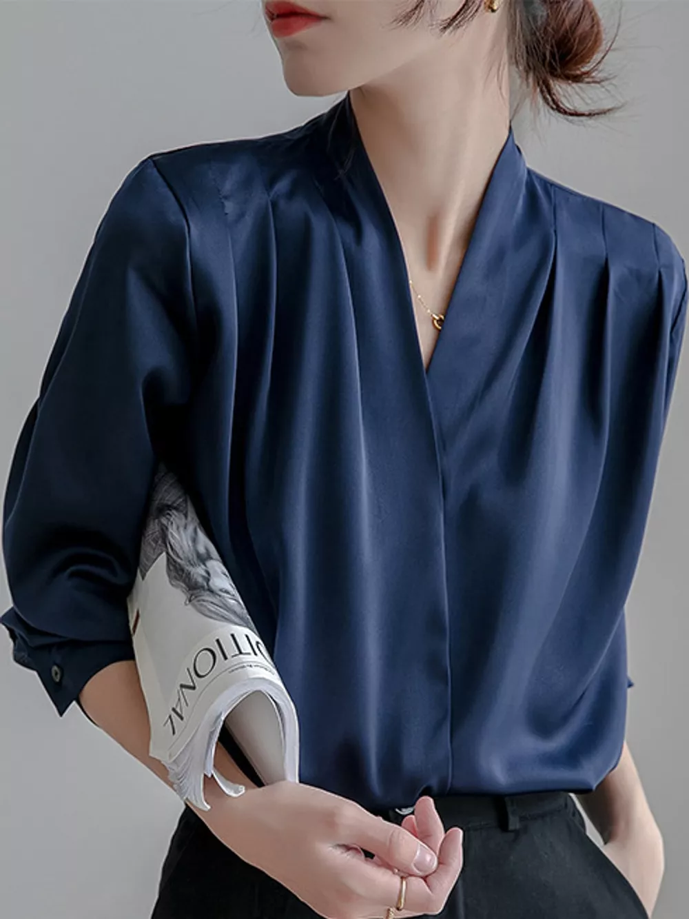 Long Sleeve Satin Blouse, image 7