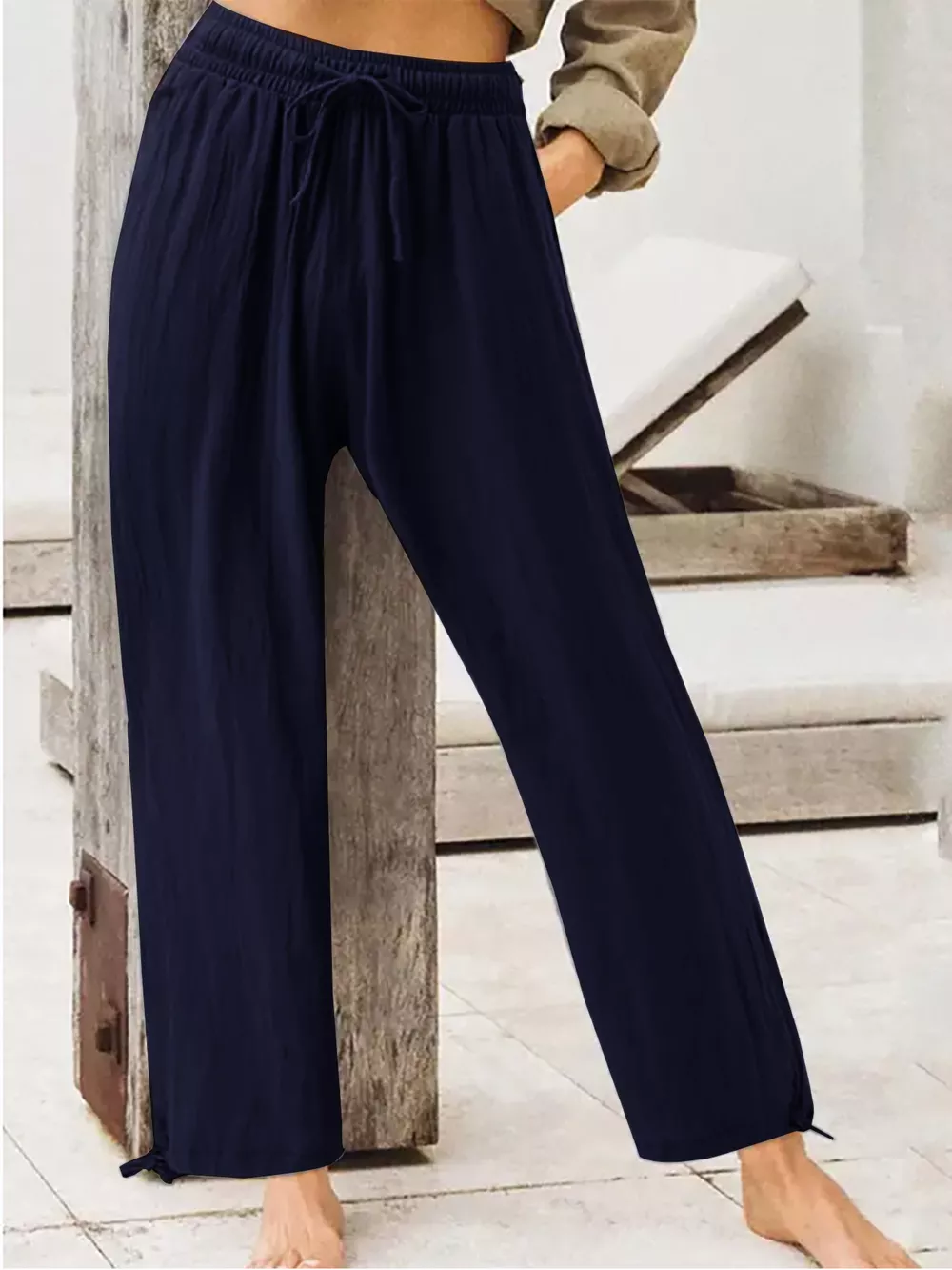 Full Size Casual Drawstring Wide-Leg Pants Plus Size, image 14