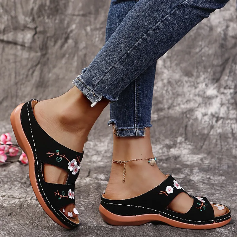 Floral Embroidered Cutout Sandals, image 3