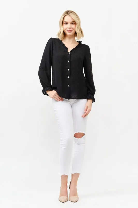 Polka Dot Ruffle Detailed Blouse Top