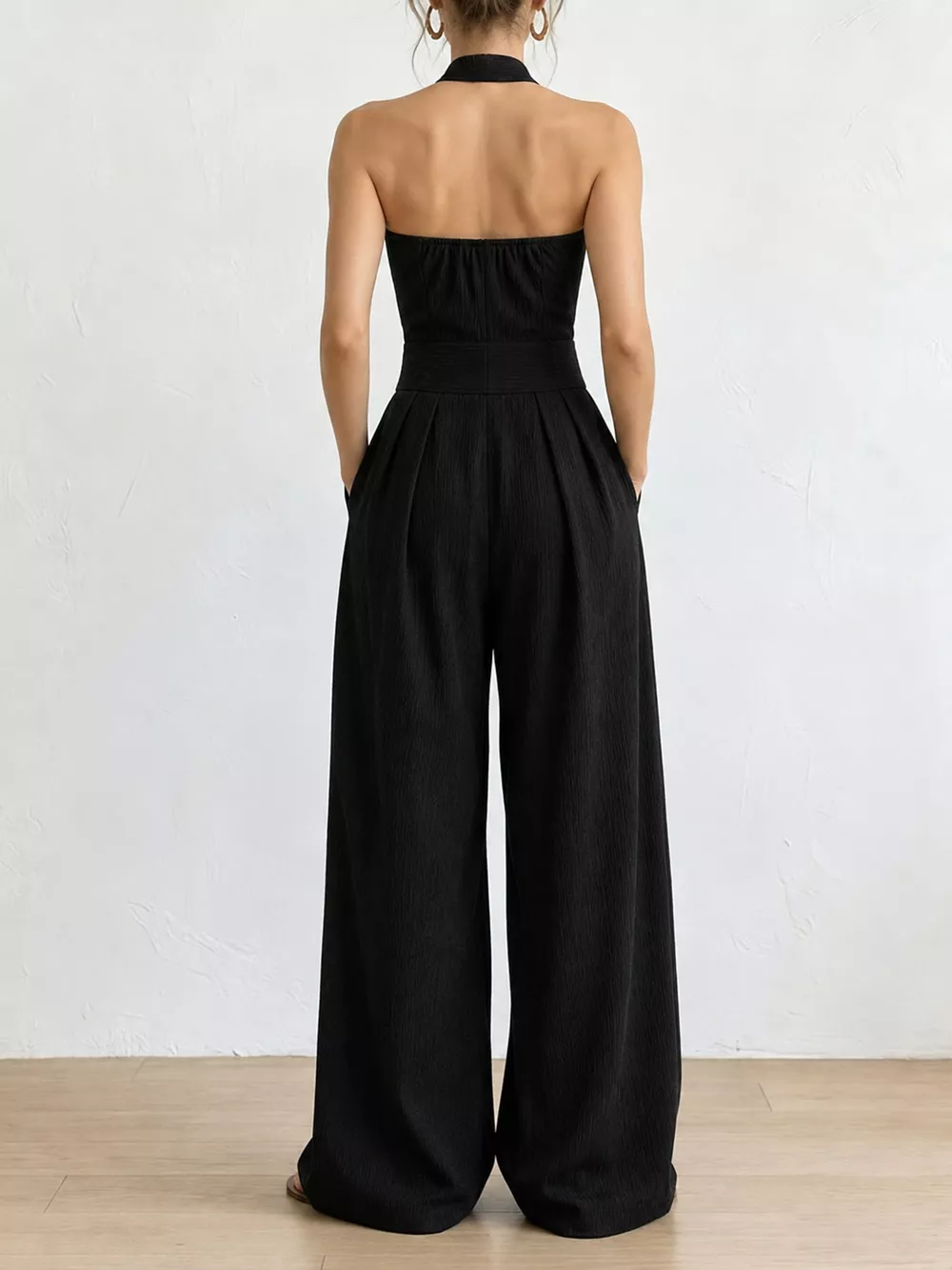 Full Size Halter Neck Wide-Leg Jumpsuit Plus Size, image 9