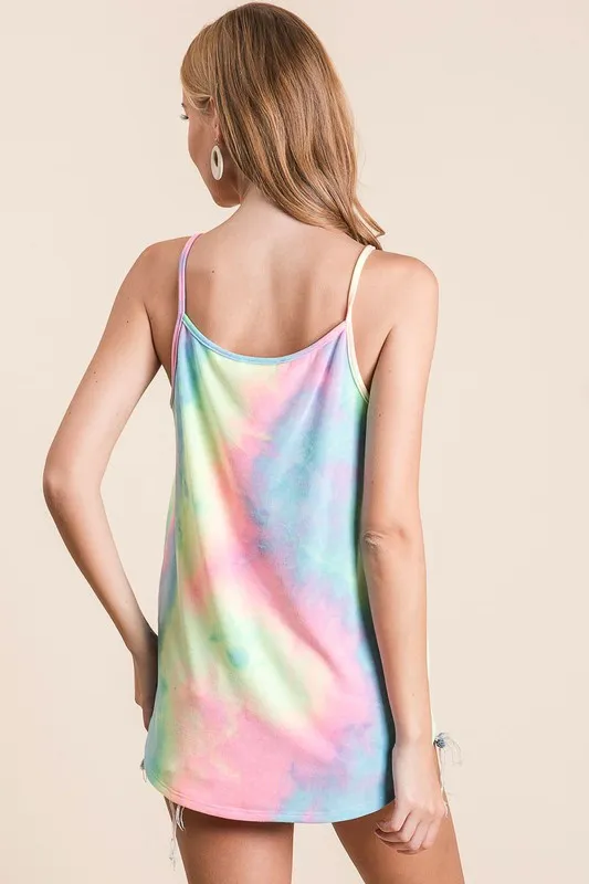 Tie Dye Terry Caged Neck Knit Camisole, image 7