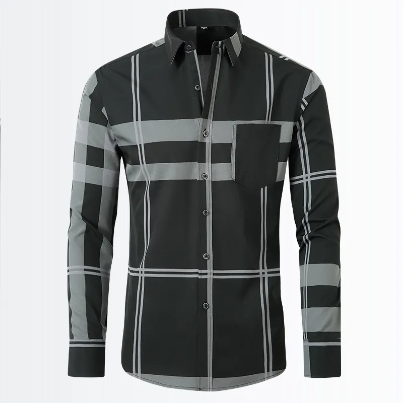 Men's Geometric Pattern Long Sleeve Button-Down Shirt, image 2