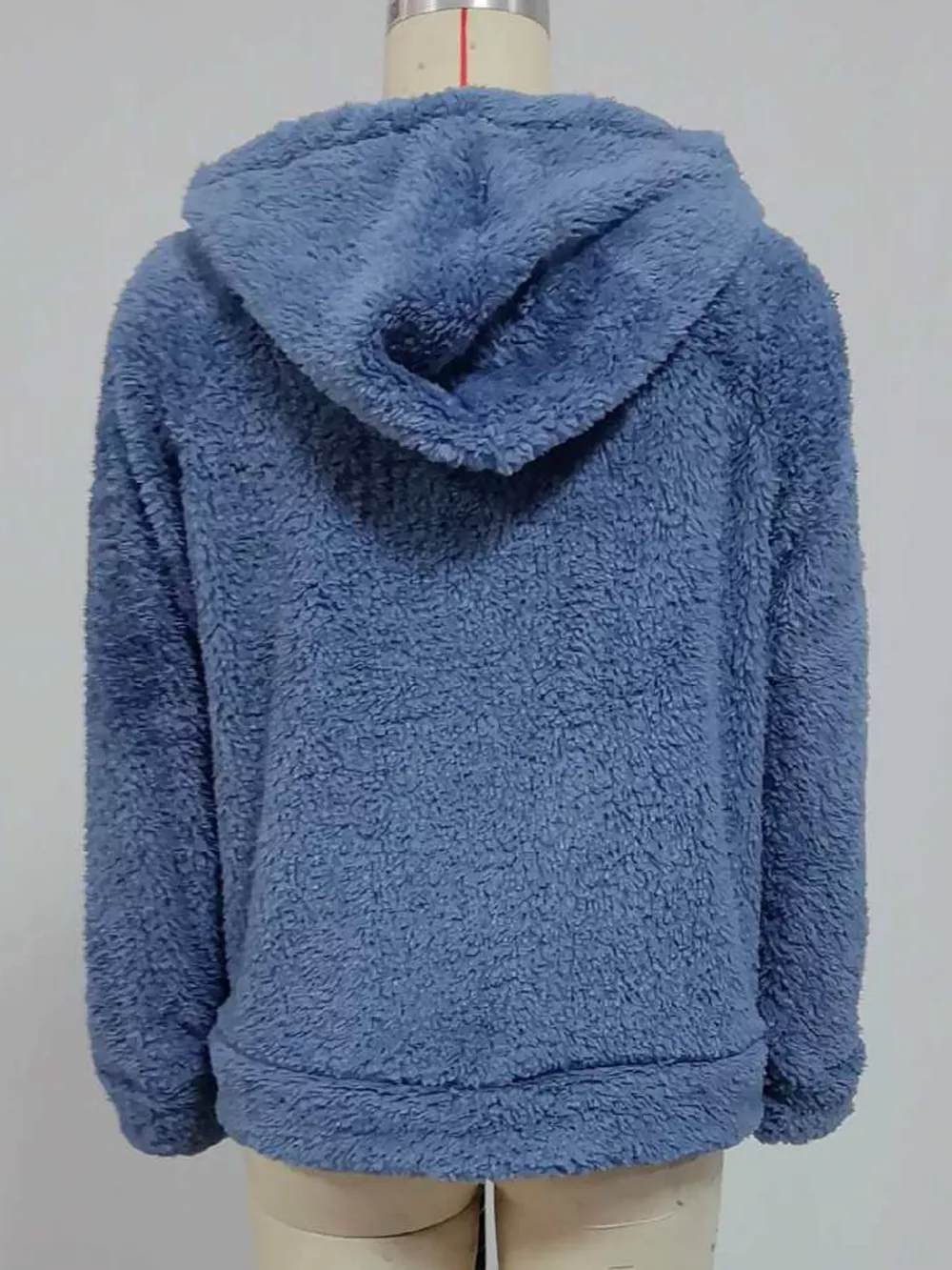 Drawstring Sherpa Zip-Up Hoodie, image 3