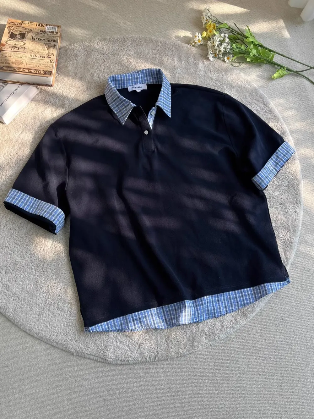 Men's Plaid Trim Short Sleeve Polo