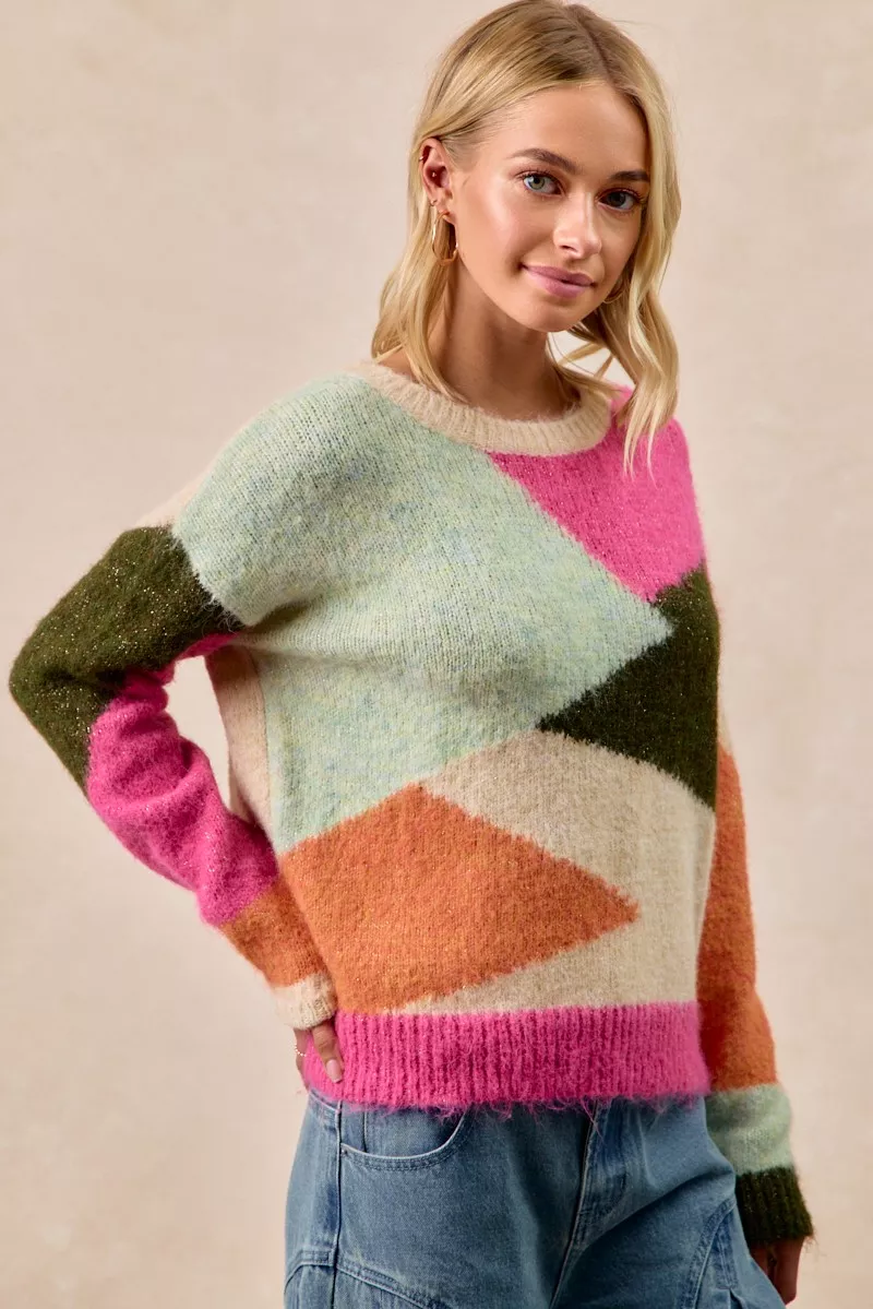 Multi Color Block Sweater Top, image 10