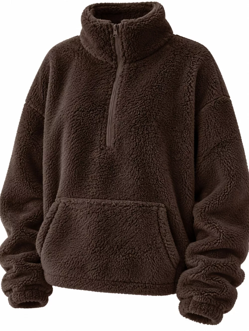 Full Size Sherpa Quarter-Zip Turtleneck Sweatshirt Plus Size, image 30