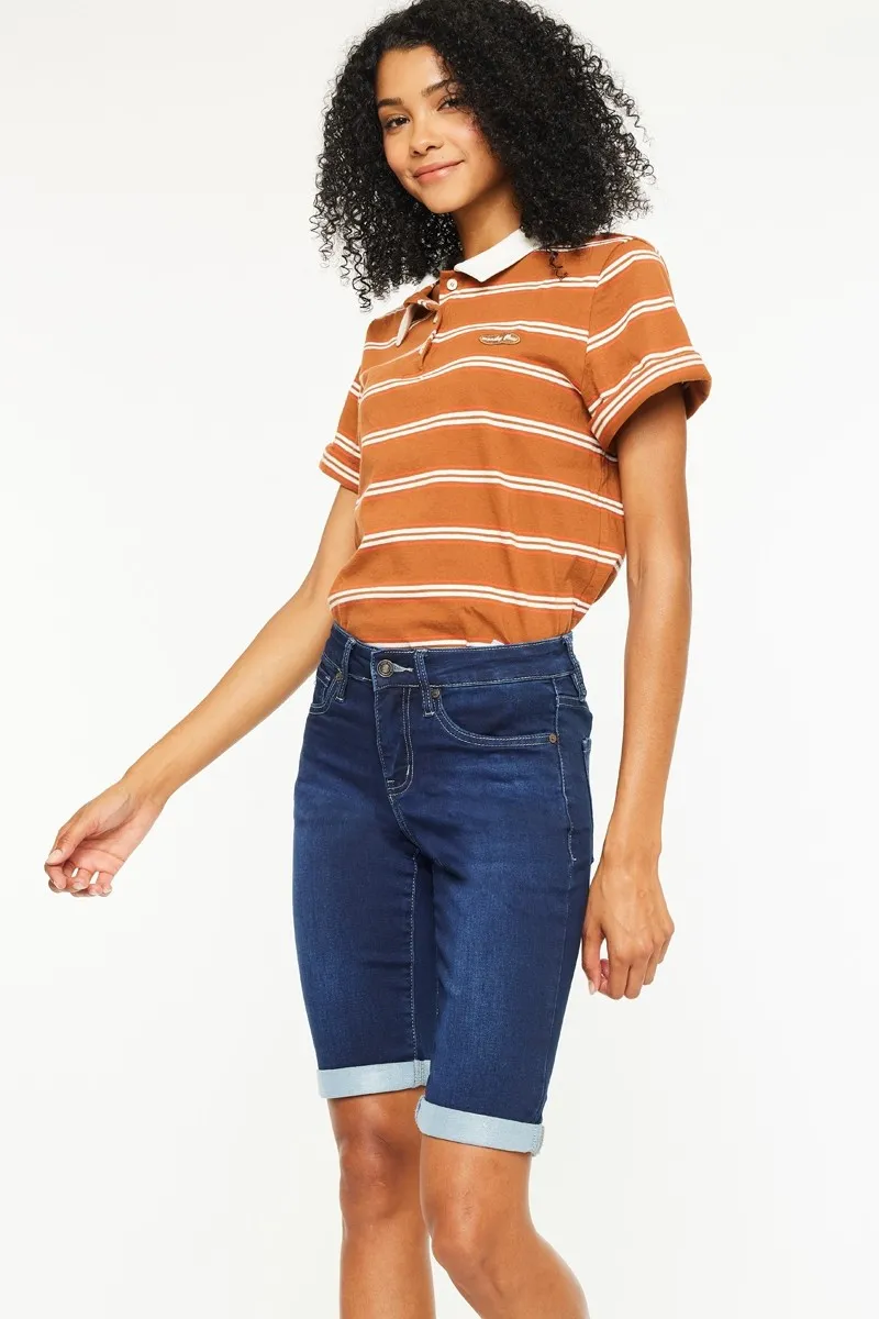 Mid Rise Bermuda Denim Shorts, image 5